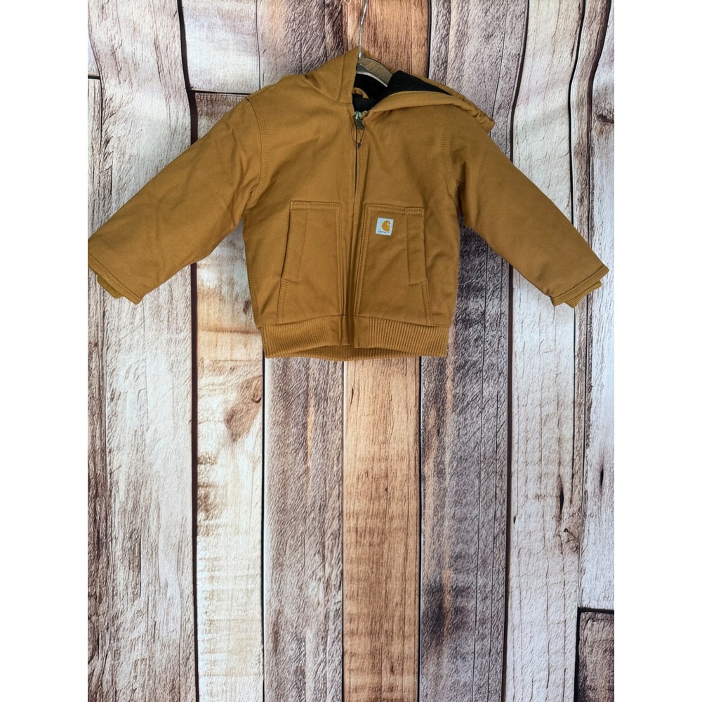 Carhartt Active Jac Hooded Canvas Jacket Quilted Lined Carhartt Brown 18 Months